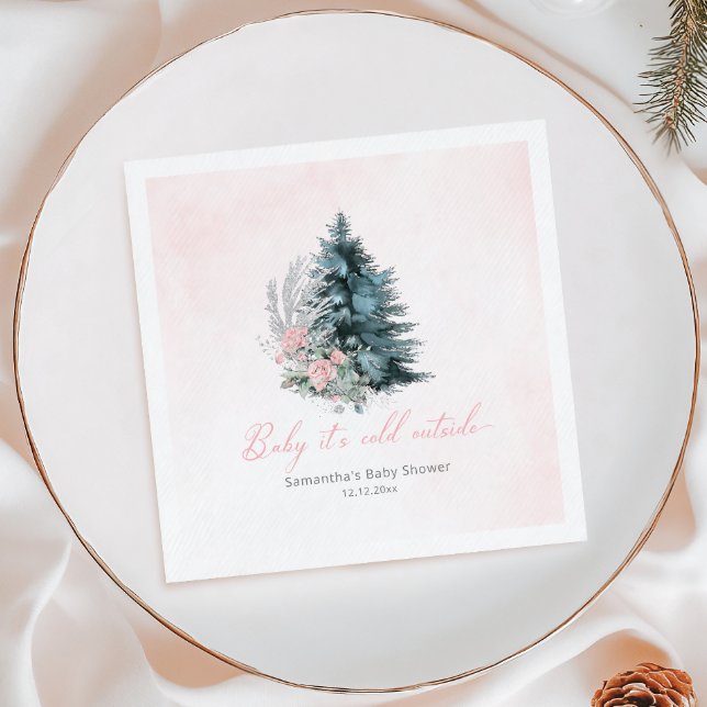 Rosa Weihnachtsbaum Baby, es ist kalt draußen Serviette (Von Creator hochgeladen)