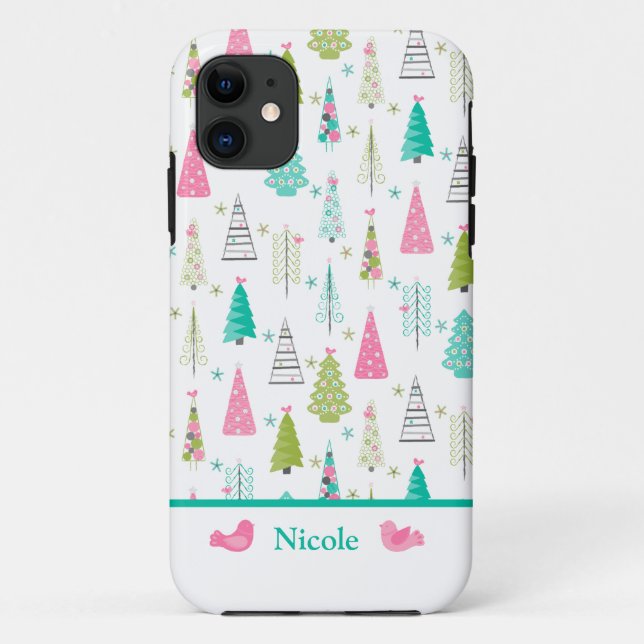 Rosa Weihnachtsbaum Case-Mate iPhone Hülle (Rückseite)