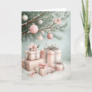 Rosa Weihnachtsbaum Faltkarte Karte
