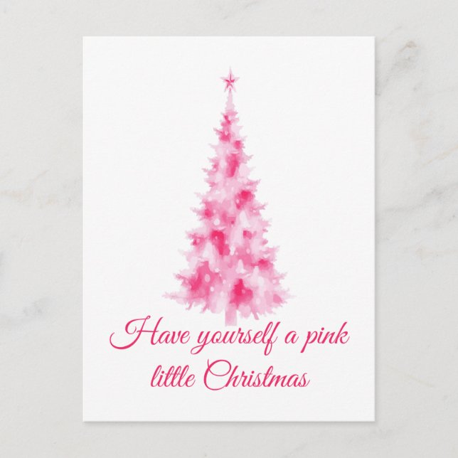 Rosa Weihnachtsbaum-Feiertagsgruß Postkarte (Vorderseite)