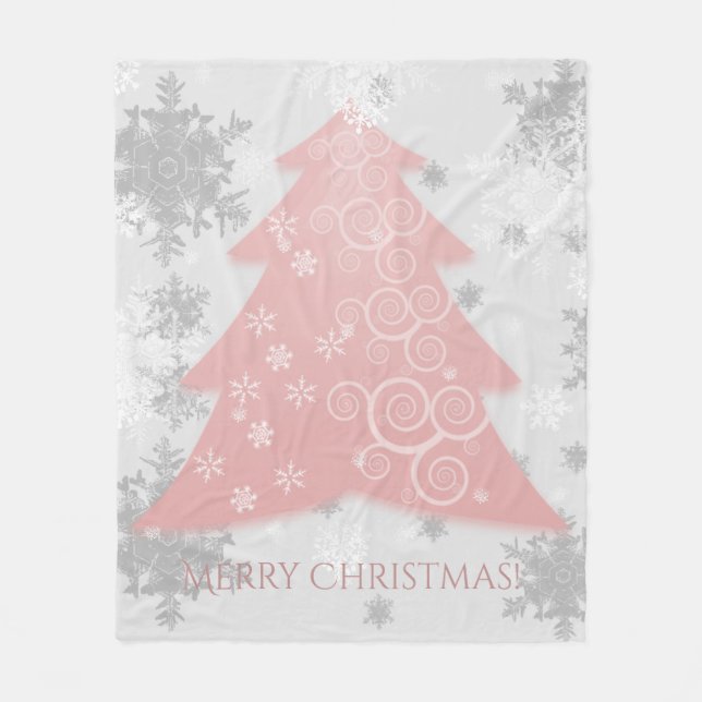Rosa Weihnachtsbaum Fleece Blanket (Vorderseite)