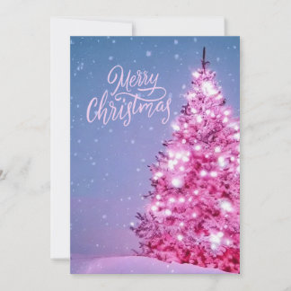 Rosa Weihnachtsbaum fröhliche Weihnachtskarte Einladung