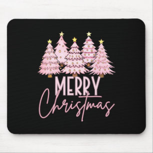 Rosa Weihnachtsbaum Fröhlicher und heller Weihnach Mousepad