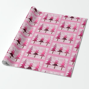 Rosa Weihnachtsbaum Geschenkpapier