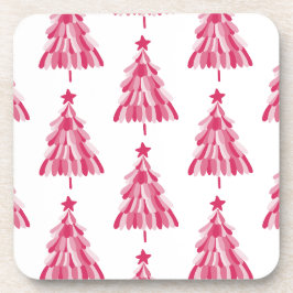 Rosa Weihnachtsbaum Getränkeuntersetzer