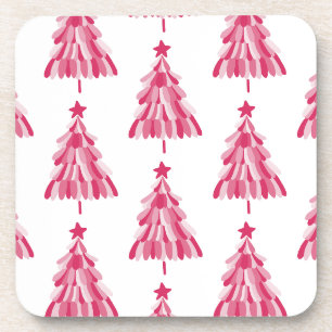 Rosa Weihnachtsbaum Getränkeuntersetzer