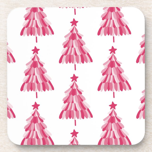 Rosa Weihnachtsbaum Getränkeuntersetzer (Vorderseite)