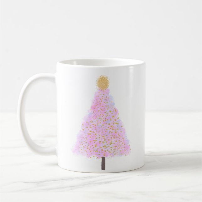 Rosa Weihnachtsbaum Kaffeetasse (Links)