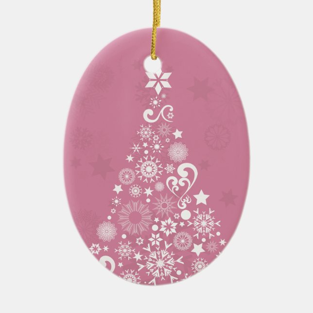 Rosa Weihnachtsbaum Keramik Ornament (Vorne)