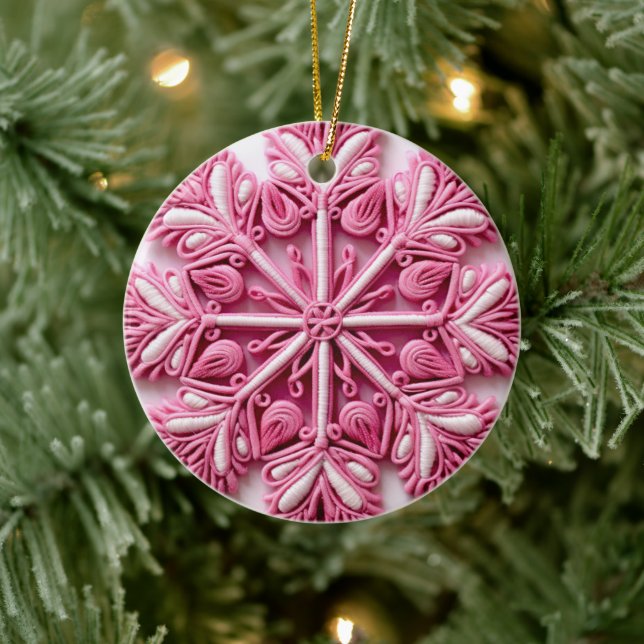 Rosa Weihnachtsbaum Keramik Ornament (Baum)