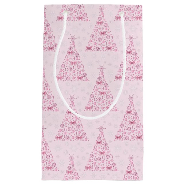 Rosa Weihnachtsbaum Kleine Geschenktüte (Vorderseite)