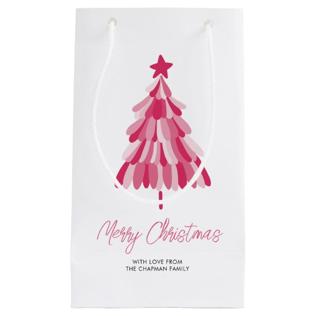 Rosa Weihnachtsbaum Kleine Geschenktüte (Vorderseite)