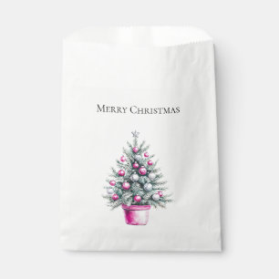 Rosa Weihnachtsbaum mit Dekorationen Geschenktütchen