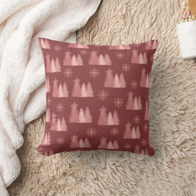 Rosa Weihnachtsbaum mit Schneeflocken-Muster Kissen (Decke)