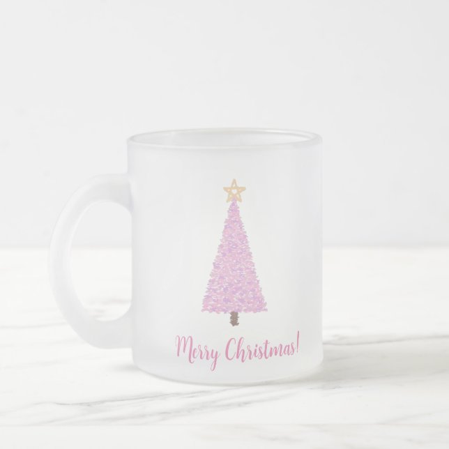 Rosa Weihnachtsbaum mit Stern Mattglastasse (Links)