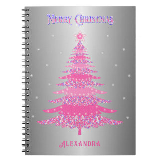 Rosa Weihnachtsbaum Name Custom Silver Foil Notizblock