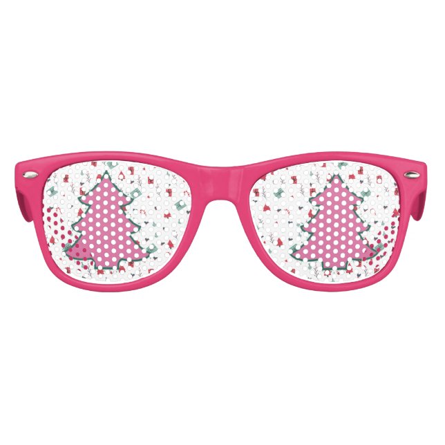 Rosa Weihnachtsbaum Partybrille (Vorderseite)