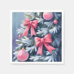 Rosa Weihnachtsbaum Schleifen Ornamente Wasserfa Serviette