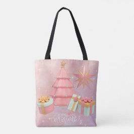 Rosa Weihnachtsbaum und Goldstars Tasche