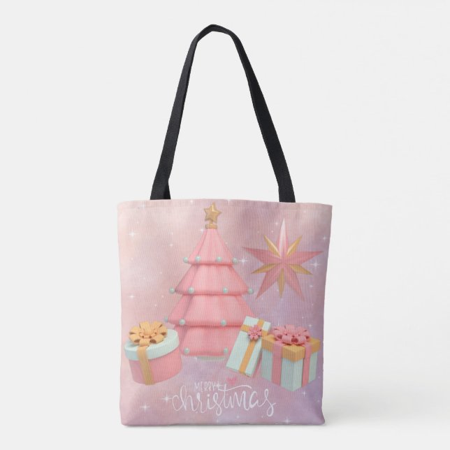 Rosa Weihnachtsbaum und Goldstars Tasche (Rückseite)