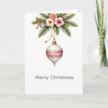 Rosa Weihnachtsbaumanhänger Feiertagskarte