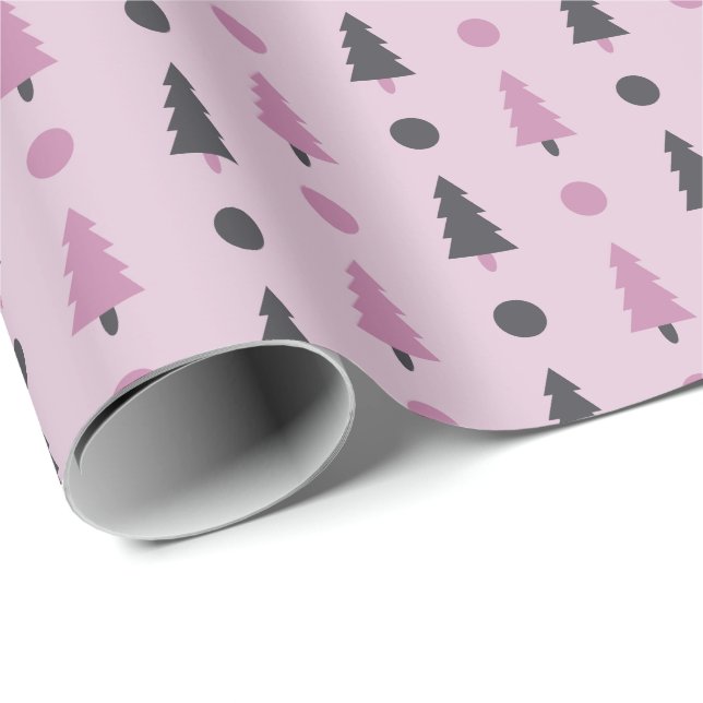 Rosa Weihnachtsbaumdesign Geschenkpapier (Rolleneckpunkt)