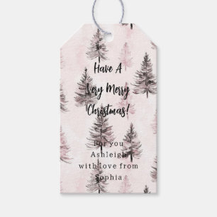 Rosa Weihnachtsbäume Geschenkanhänger