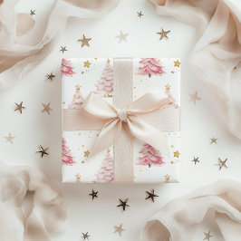 Rosa Weihnachtsbäume Geschenkpapier Set