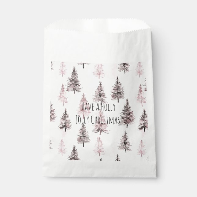 Rosa Weihnachtsbäume Geschenktütchen (Vorderseite)