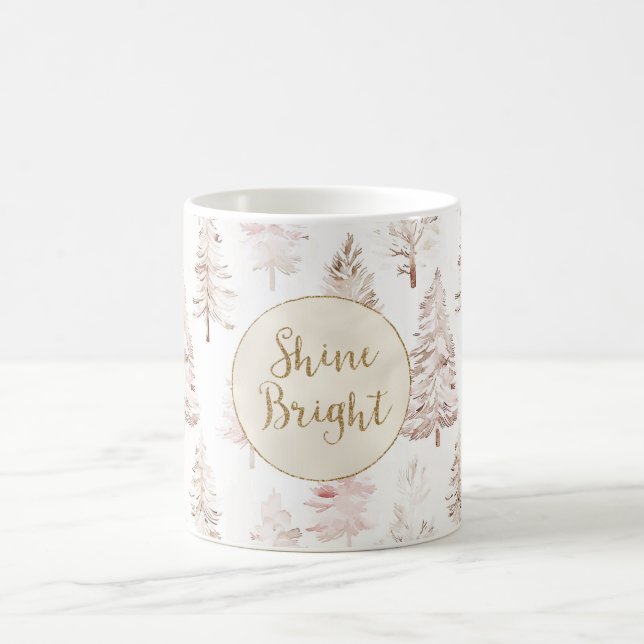 Rosa Weihnachtsbäume Gold Glitzer Shine Bright Kaffeetasse (Mittel)