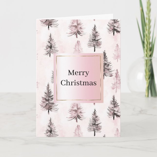 Rosa Weihnachtsbäume  Karte (Vorderseite)