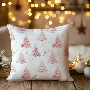 Rosa Weihnachtsbäume  Kissen