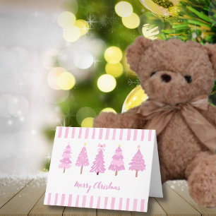 Rosa Weihnachtsbäume Leere Mitteilungskarten