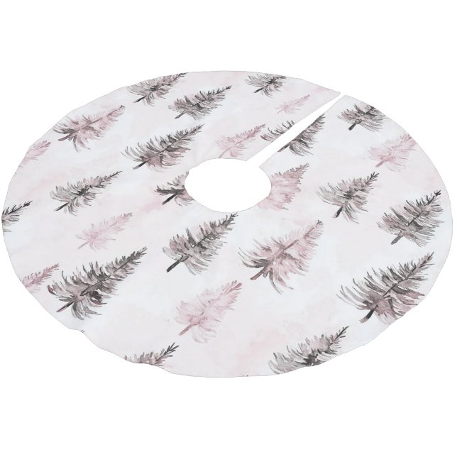 Rosa Weihnachtsbäume Polyester Weihnachtsbaumdecke (Schrägansicht)
