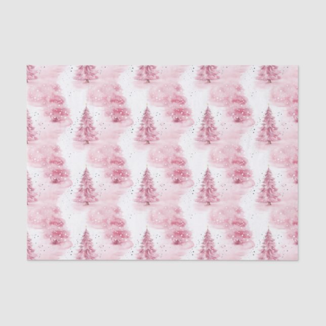 Rosa Weihnachtsbäume Seidenpapier (Vorderseite)