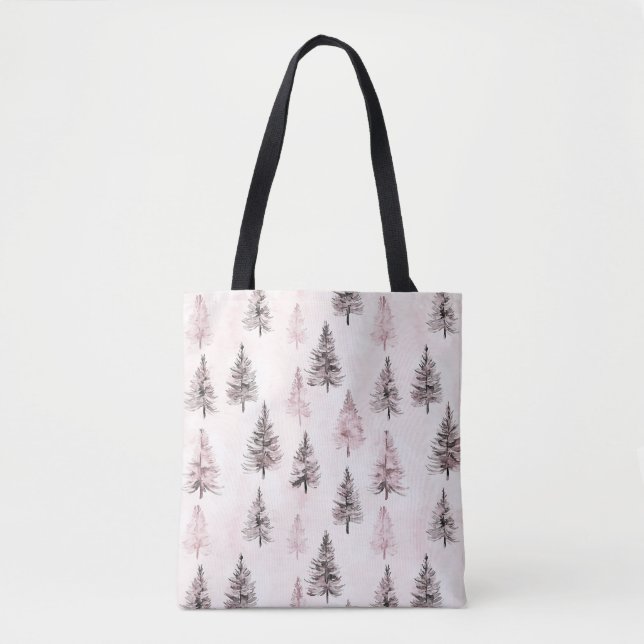 Rosa Weihnachtsbäume Tasche (Vorderseite)