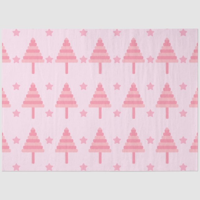Rosa Weihnachtsbaumen und Sterne Weihnachten Seidenpapier (Vorderseite)