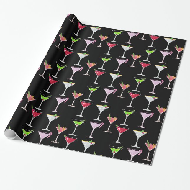 Rosa Weihnachtscocktail in Schwarz Geschenkpapier (Ungerollt)