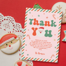 Rosa Weihnachtsdusche Dankeskarte