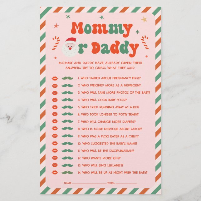 Rosa Weihnachtsdusche Ratet Wer Game (Vorderseite)