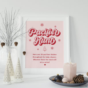 Rosa Weihnachtsdusche Schnuller Jagdspiel Poster