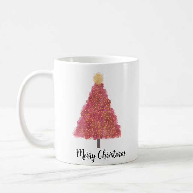 Rosa Weihnachtsfeier mit Glitzer Kaffeetasse (Links)