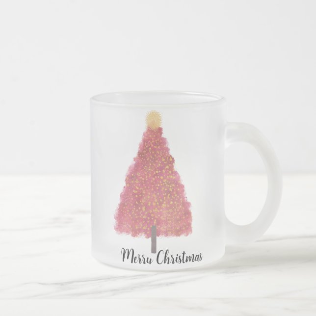 Rosa Weihnachtsfeier mit Glitzer Mattglastasse (Rechts)