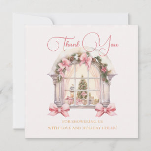 Rosa Weihnachtsfenster-Baby-Party-Watercolor Dankeskarte