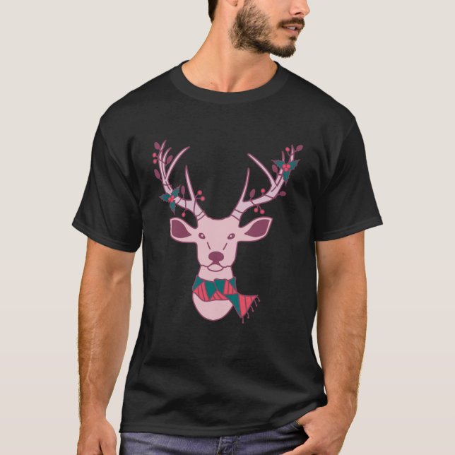 Rosa Weihnachtsfest mit Scarf und Mistleton auf de T-Shirt (Vorderseite)