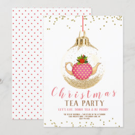 Rosa Weihnachtsfest Tee Party Einladung