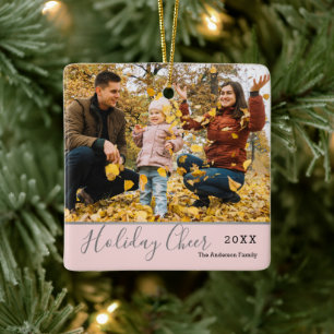 Rosa Weihnachtsfreude Familienweihnachten Keramikornament