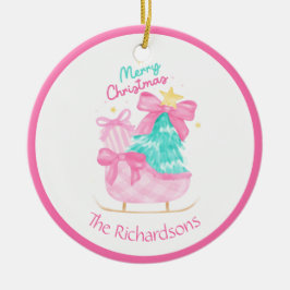 Rosa Weihnachtsgeschenke Keramik Ornament