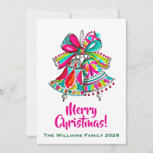 Rosa Weihnachtsglocken Boho Feiertagskarte