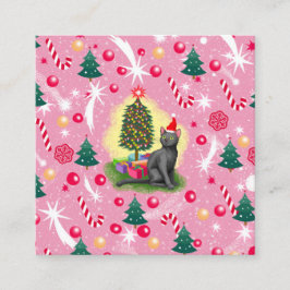 Rosa Weihnachtskatze Begleitkarte